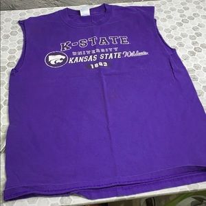 Gildan Large K State Kansas Cut Off Tank Top